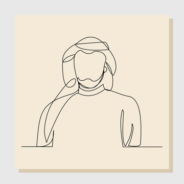 recommend clip art: Continuous single one line drawing of muslim arabic man standing gesture. Line art ramadan kareem and ied mubarak greeting card. Vector illustration.