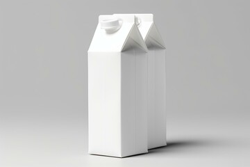 3D mockup of retail package for milk or juice boxes with lid on a white background. Generative AI