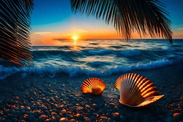 sunset on the beach 4k HD quality photo.  - obrazy, fototapety, plakaty