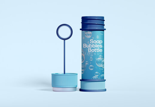 Open Soap Bubble Bottle Mockup