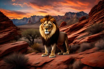 lion at rock