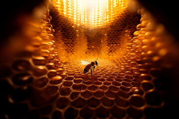 Bee inside a beehive