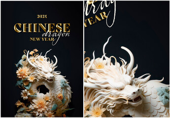 Poster Chinese New Year Dragon 2024, Generated by Ai