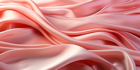 Fototapeta premium Pink rose peach white silk satin. Creases in fabric. Light luxury elegant background with space for design
