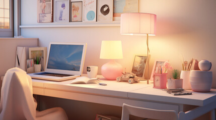 interior detail of beautiful teenage girl's room