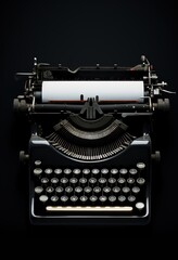top view of a Typewriter machine with empty white paper