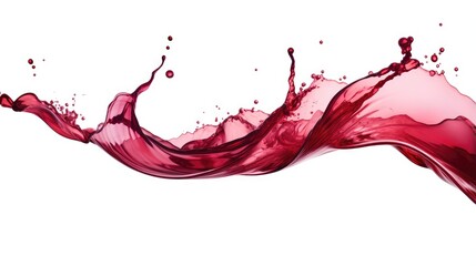 Red wine splashes isolated on white background. Red liquid flowing backdrop