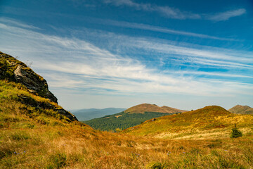 A mountain range in the Bieszczady Mountains in the area of Tarnica, Halicz and Rozsypaniec.