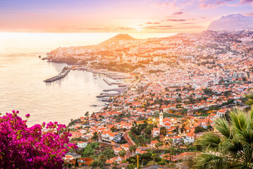 Landscape with Funchal at sunset time, Madeira island, Portugal - 651149834
