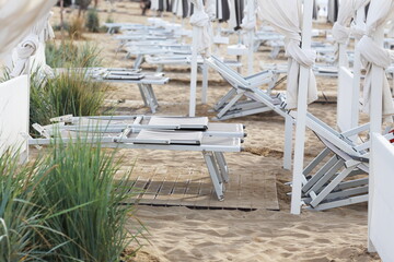 sunbed chairs on the beach