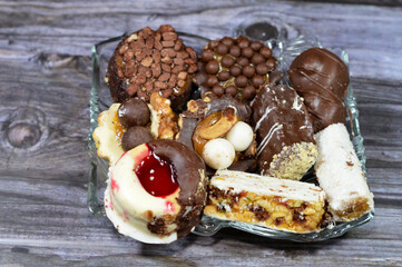 Assorted French sable cookies, Buttery, crumbly, decadent, and simple stuffed and covered with...
