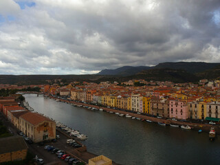 Small city of Bosa in Italy, Sardinia