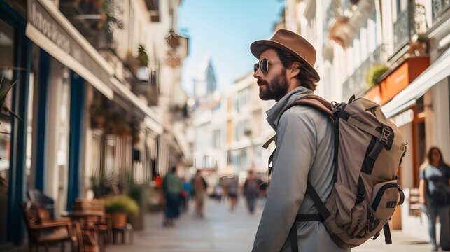 Innovating Travel Perspectives: Man Engaging with the Terminal