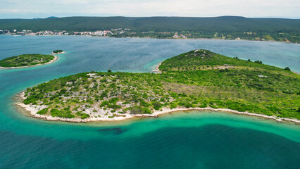 Aerial view of Galesnjak, the heart-shaped Croatian island