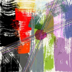 Keuken spatwand met foto abstract background composition, with paint strokes, splashes, and geometric lines, design template © Kirsten Hinte