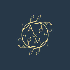LUXURY DESIGN, MONORAM LOGO, ISOLATED BACKGROUND, WEDDING