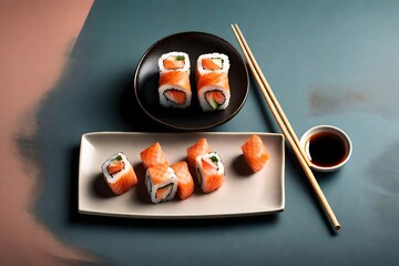 sushi and chopsticks4k HD quality photo. 