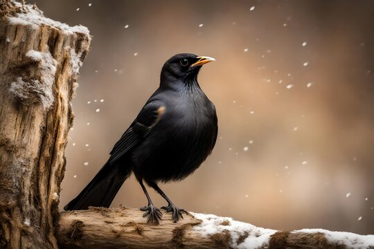 crow on a branch4k HD quality photo. 