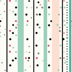 Stripes polka dots seamless pattern. Colourful modern striped background. Geometric tile with many vertical stripe and dot for poster, card, textile, wallpaper, banner, fabric, wrapping, prints..