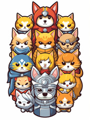 Fototapeta premium animals medieval soldiers cartoon design vector
