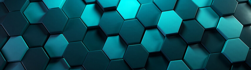 Abstract minimal business background. Modern design, turquoise hexagon pattern wallpaper. Generative AI - obrazy, fototapety, plakaty