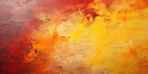 Yellow orange coral fiery red burgundy abstract background for design. Color gradient. Painted old concrete wall with plaster. Bright. Colorful. - Powered by Adobe
