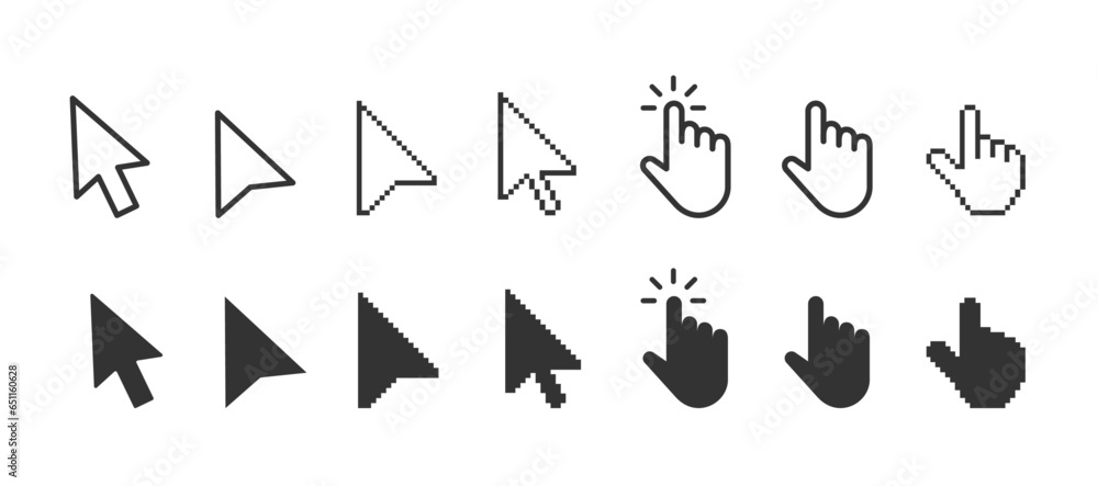 Poster vector cursors icon click set. stock vector illustration.