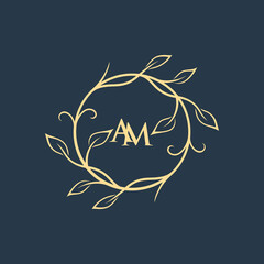 ISOLATED LEAF MONOGRAM, MONOGRAM LOGOS, ISOLATED BACKGORUND, LUXURY