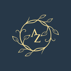 Obraz premium ISOLATED LEAF MONOGRAM, MONOGRAM LOGOS, ISOLATED BACKGORUND, LUXURY