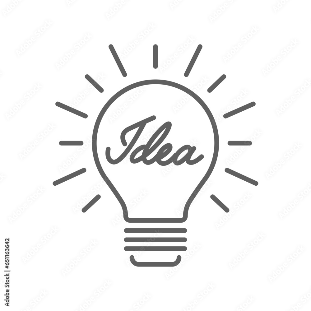 Poster idea light bulb line icon. bright lamp for innovation, creative, inspiration symbol. problem solving