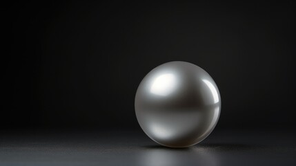 a photo realistic pearl sphere on a dark grey background