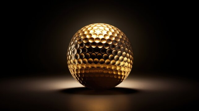 A photo realistic gold metallic golf ball