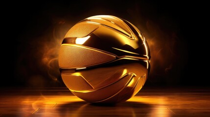 a photo-realistic gold metallic basketball ball professional
