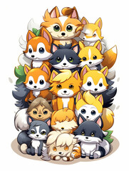 Obraz na płótnie Canvas set of cute foxes design print design