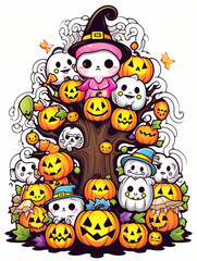 halloween spooky kawaii cute design print design