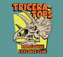 Dinosaurus skul vector illustrations. For t-shirt prints and other uses © basws