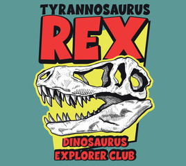 Tyrannosaurus Rex skull vector illustrations. For t-shirt prints and other uses