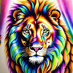Majestic Lions Portrayed in Colored Pencil Art.(Generative AI)