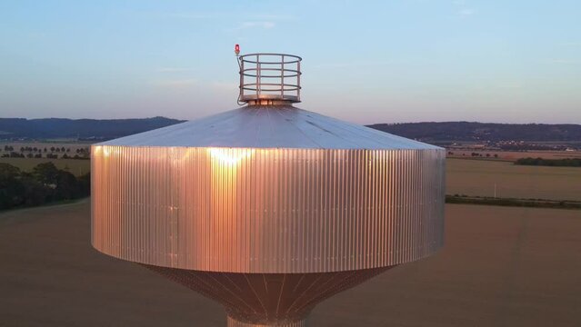 Huge potable or drinking water tank or reservoir for the city, industrial building concept