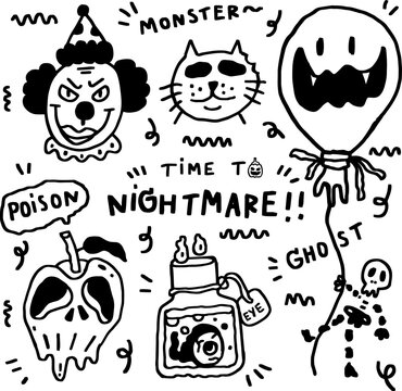 hand drawn time to nightmare for halloween.