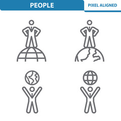People Icons. Businessman, On top of the world, Success Vector icon