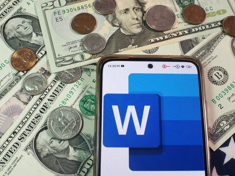 In this photo illustration, Microsoft Word logo seen displayed on a smartphone.
