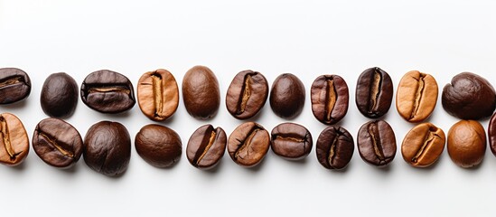 Coffee beans roasted white background