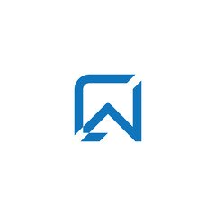 letter cw abstract simple geometric arrow logo vector