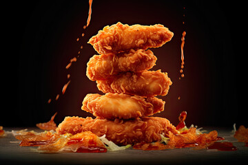 Fried chicken Drumstick with Kethcup, Generative AI