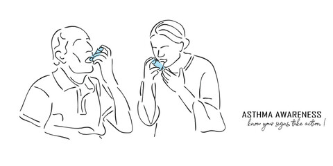 people having asthma using inhaler 