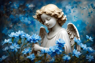 statue of an angel in a cemetery4k HD quality photo. 