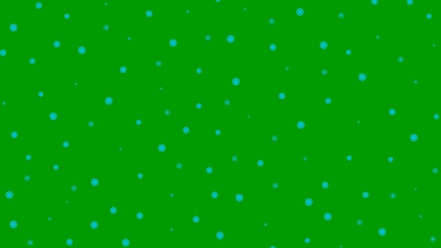 Animated Christmas blue snow background. Snowfall with snowflakes isolated on green background. Looped video.