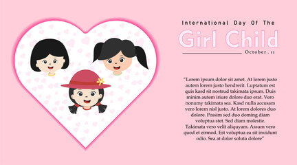 International Day of the Girl Child. October 11. Template for background, banner, poster with text inscription.