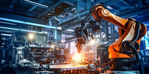 Foto op Plexiglas industrial machine robot smart modern factory automation using advanced machines industrial Automation in Factory: Robotic Hand Machines .  © Maria